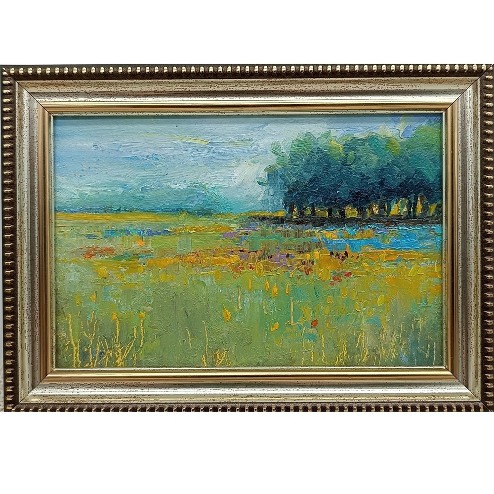 Summer Nature Oil Painting Original Art Flower Meadow 4 x 6 inches