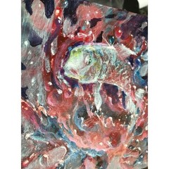 Koi Original Fish Painting Art surrealist fantasy Nature artwork Artettina USA