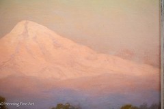 Royal Hill Milleson Antique Impressionist Painting Mt. Hood Oregon Sunset 24×29″