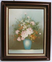 Still Life Vase with Flowers Oil on Canvas Signed Michael