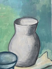 Original Painting Italy Jug Still Life Carlo Carra Pot Vase Italian Art D56