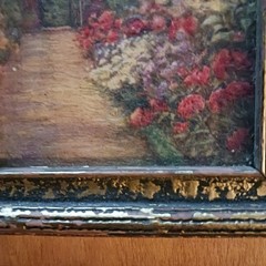 Vintage Flower Oil Painting. Signed. Hobbs and Sutphen Framers, Chicago