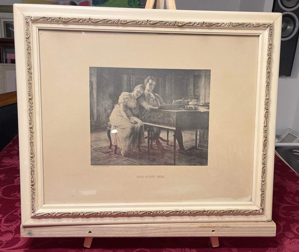 FRAMED SONGS WITHOUT WORDS PRINT BY R. Poetzelberger 23.5X19.5 IN 1930s FRAME