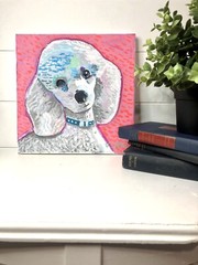 White Poodle ORIGINAL PAINTING Canvas Dog Impressionism Animals Pet Art Portrait