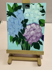 Original ACEO Acrylic Hydrangeas Abstract Flowers On Canvas Panel 8 X10”