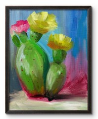 CACTUS IN REPOSE 11X14 ABSTRACT ORIGINAL ART MODERN HOME
