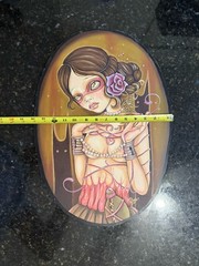Rudy Fig Signed Pop Art Fantasy Surrealistic Painting On Wooden Panel