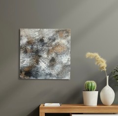 Grey Gold Original painting Abstract wall art Canvas for home and office