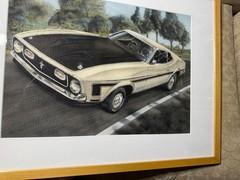 G Campbell? „Ford Mustang“ Watercolor/Gouache Painting – Signed And Framed