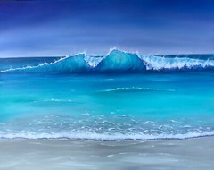 Large BLUE HAWAII Original Oil on Canvas Surf Beach Wave Tropical Ocean Art