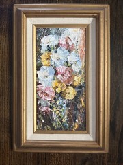 Vintage Oil Painting By H.M. Cooper 80’s Raised Oil Pastels 17”x11” Linen & Wood