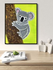 Baby Koala Australian Wildlife Original Primitive Painting Animal Art OOAK 11×14