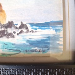 Mini Watercolor Painting Maine Signed 5 X 7 Lighthouse Nautical Sea Cliff
