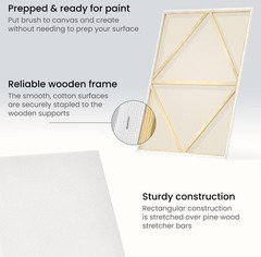 ARTEZA Stretched Canvas, 36 x 48 Inches, Pack of 2, Blank White Large Canvas