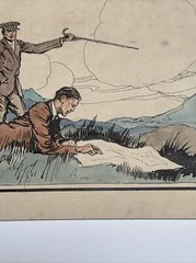 ANTIQUE ART DECO PAINTING ILLUSTRATION JOSEPH KRAEMER LISTED MOUNTAIN VIEW MEN