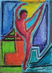 Portrait Woman – Abstract Modern Art – Oil Chalk A4 Paper – Modern Art