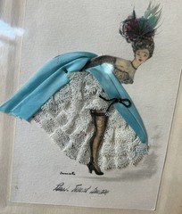 5 Vintage Janicotte FRENCH CAN-CAN DANCER Watercolor Paintings Signed Framed Set