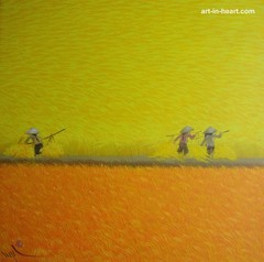NgocTo SUNNY HARVESTING OPPORTUNITY orig oil 80X80cm born1952 HUIFA Belgium ex