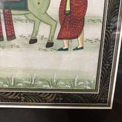 Indian Miniature Painting On Silk Framed In Mumbai EX 12 1/2″ X 14 1/2″