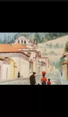 Vintage Carlos De Leon Campos 1980 Oil Painting Guatemalan Street Scene Framed