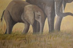 Original Painting African Elephant Family Safari Savanna Canvas Art