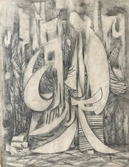 Juan David. Painting. Musica, ca 1979. Graphite on cardboard. Cuban Art