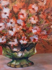 Texas art vintage 1970s painting of flowers by known Texas artist OOAK