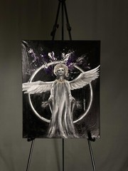 ⚜️Original Acrylic Spiritual painting “Divine Angel” With Wings And Saint Halo