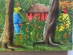 Vintage Original Haiti Haitian Caribbean Landscape Oil Painting Signed Flavio