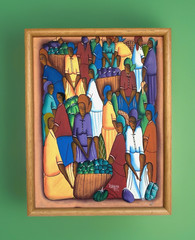 Framed Original Haitian Oil Painting, Signed Joseph III, 17-1/4″H x 13-1/2″W