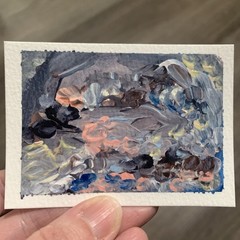 ACEO Original Painting Landscape Acrylic Impressionism Abstract Nature