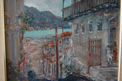 FRAMED ORIGINAL OIL VIEW OF COLONIAL SANTIAGO, ORIENTE, CUBA ARTIST: HECTO VIDAL