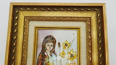 Vintage Framed Belgium Enamel Portrait Painting Copper #775 Signed J. Passin