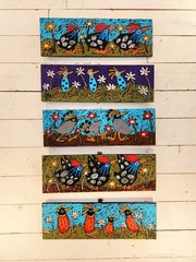 John Sperry Outsider Southern Primitive bird Folk Art Colorful Birds Painting