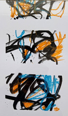 Original Colorful Abstract 16×11 Acrylic & Ink Painting on Paper Modern