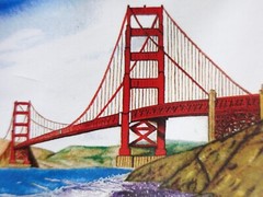 Golden Gate Bridge San Francisco Watercolor Art Signed by Carlos Cuzma 4” x 5”