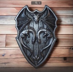 Painting, panel Shield and Dragons