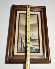 TWO Nautical Seaside Boat Seagulls Ocean Calm Serene Paintings on Canvas SIGNED