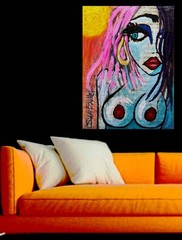 Modern Original POP ART colorful LADY #3 of 6 PORTRAIT PAINTING SWARTZMILLER DNA