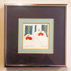 Siamese Twins • Martha Palmquist Original Framed Cats Watercolor Signed 7” X 7”