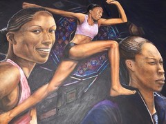 Allyson Felix Painting ” 52”x72” Acrylic On Canvas – Painting Shipped in tube