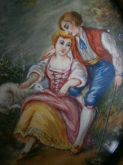 Miniature Painting 18th Century Gilded Wood Decor Boucher Gallant Scenes No. 2