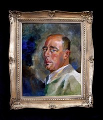 1950 Belgian Portrait Oil Painting Edmond Dutry Double-Sided Ghent Salon Artist