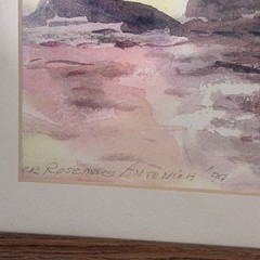 Framed Watercolor Print Signed Cannon Beach Haystack Rock OR Vtg 1997 Framed