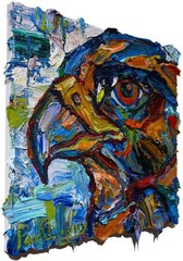 Original Bird Oil Painting Animal Pet Portrait Art Signed Modern Canvas 12×12 Nr
