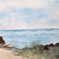 Vintage Lighthouse Watercolor Painting Framed Original Coastal Seascape Art