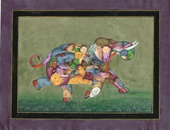 Painting Of Composite Elephant Of Animals Pashu kunjar Art 13×10 Inches