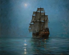 The Crescent Moon Painting by Montague Dawson Reproduction