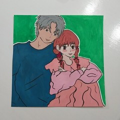 8×8 Inch Gouache Painting On Watercolor Paper Modern Art Title Itsuomi & Yuki A1