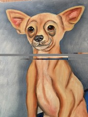 Original oil painting 11 x 14 inches cute chihuahua dog- free shipping